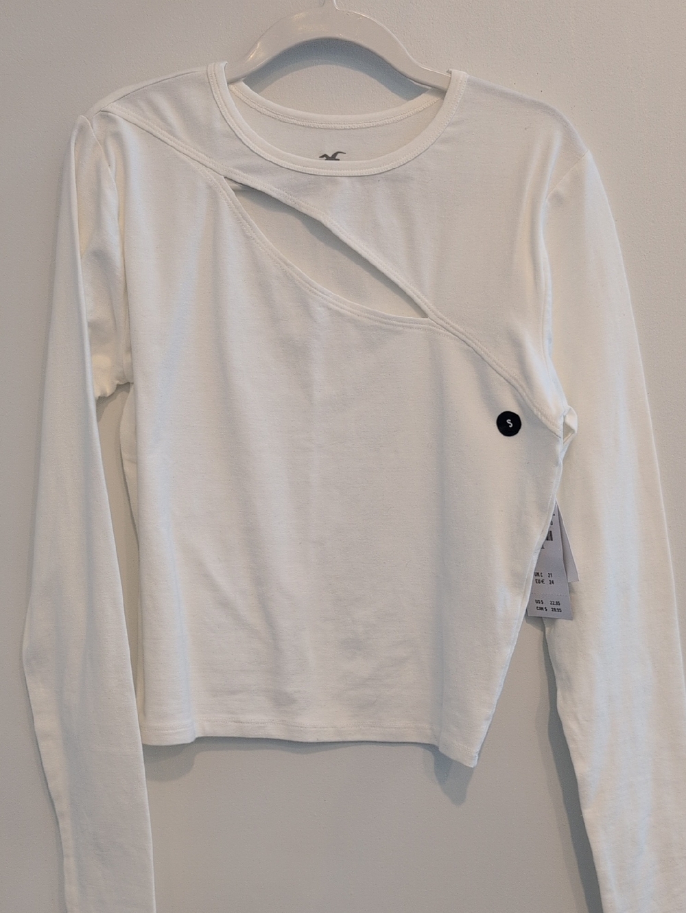 Hollister White Long Sleeve Asymmetrical Cutout Tee